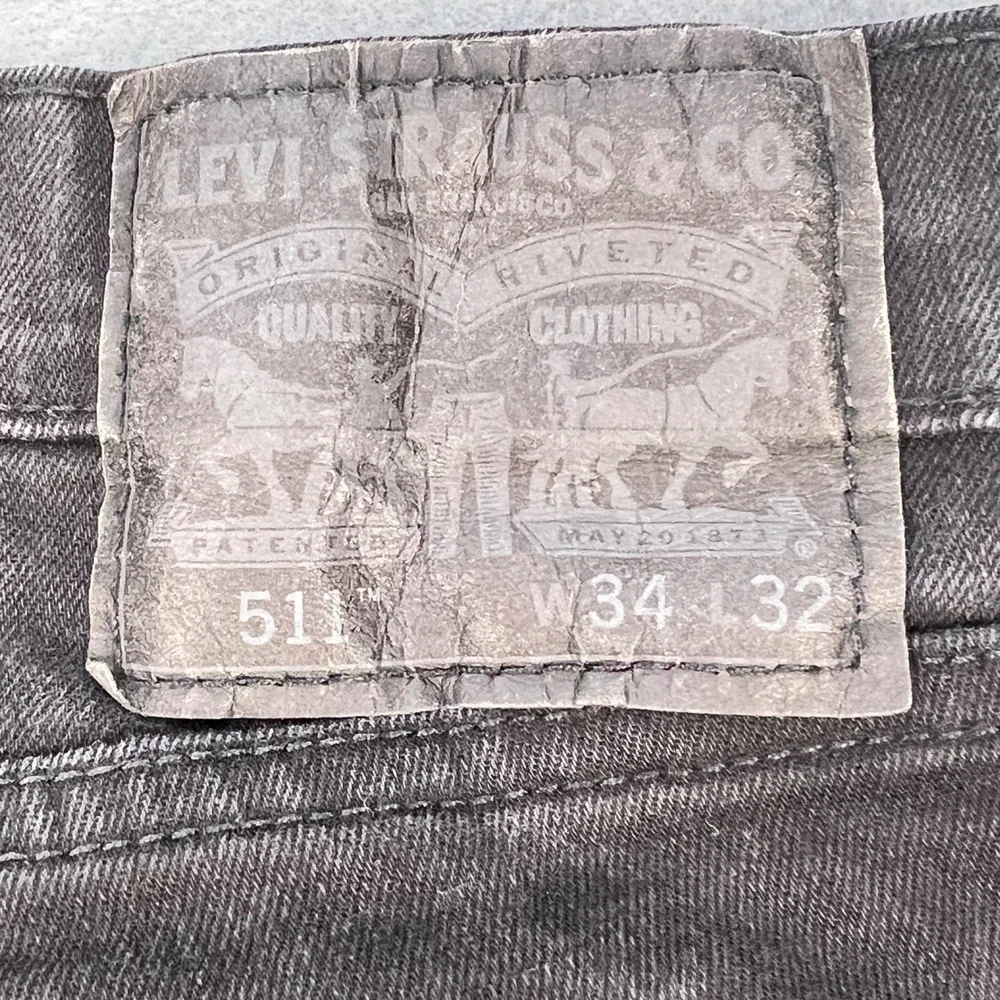 Levi's Black 511 Slim Fit WaterLess Straight Leg Jeans Mens Size 34x32